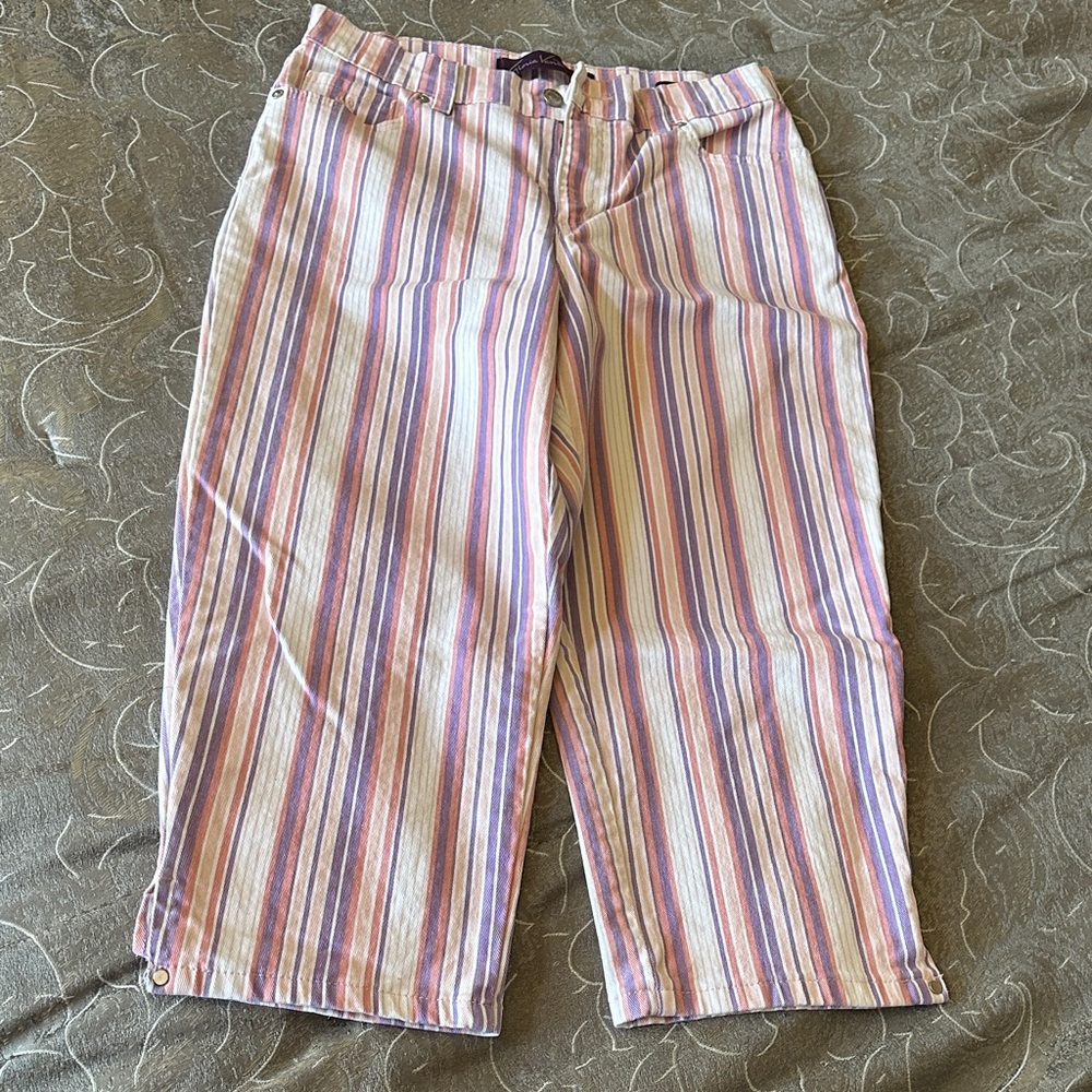 Gloria Vanderbilt Striped Capris - Pink, Purple, White